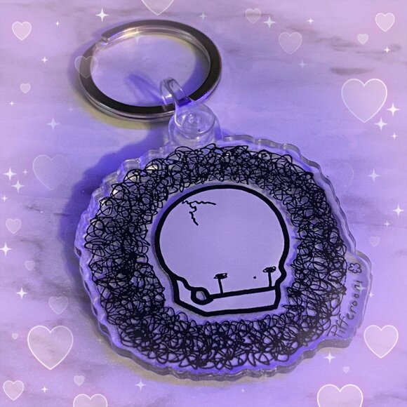 Pifferooni original skull crying scribble clear acrylic keychain + BONUS - Picture 1 of 6